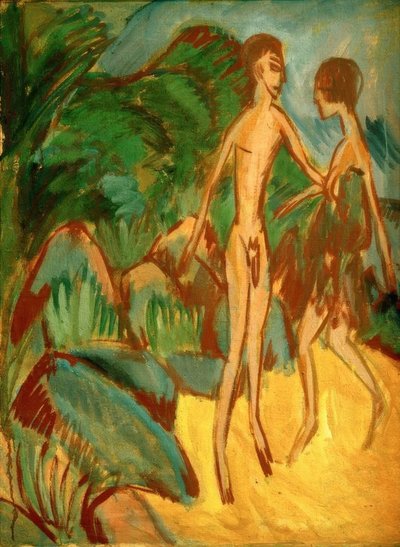 Naked Youth and Girl on the Beach by Ernst Ludwig Kirchner